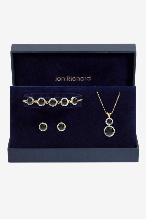 Jon Richard Gold Plated And Jet Trio Set