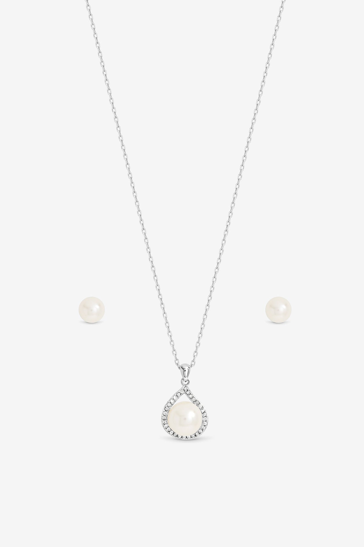 JON RICHARD RHODIUM PLATE CRYSTAL AND PEARL HALO BOX SET