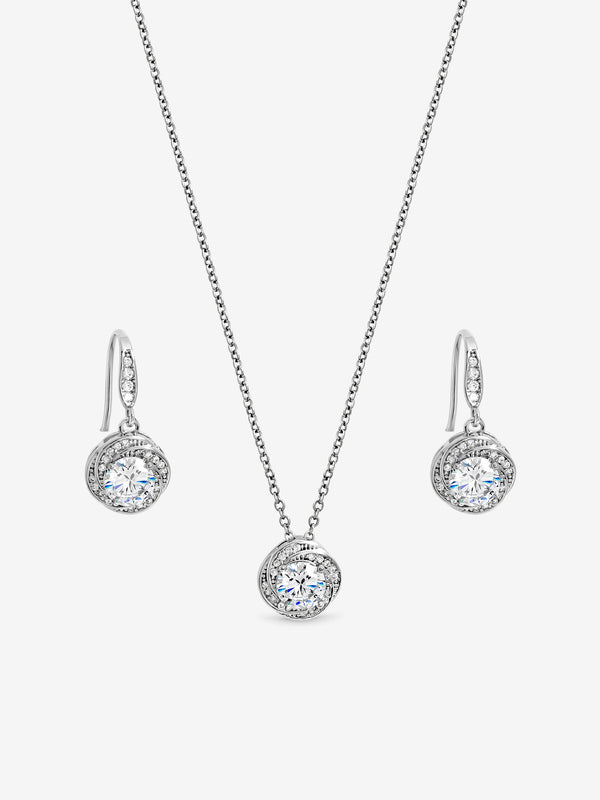 Jon Richard Rhodium Plated And Crystal Knot Drop Box Set
