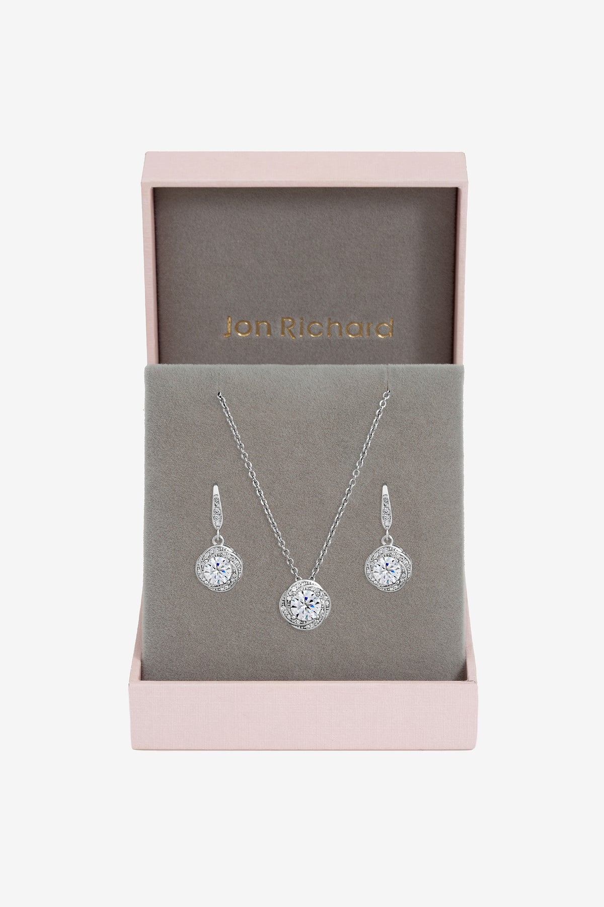 Jon Richard Rhodium Plated And Crystal Knot Drop Box Set