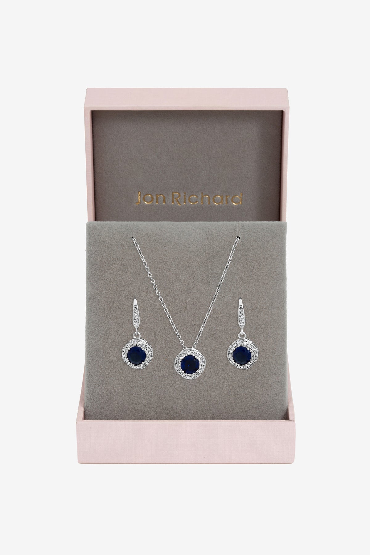 Jon Richard Rhodium Plated And Sapphire Box Set