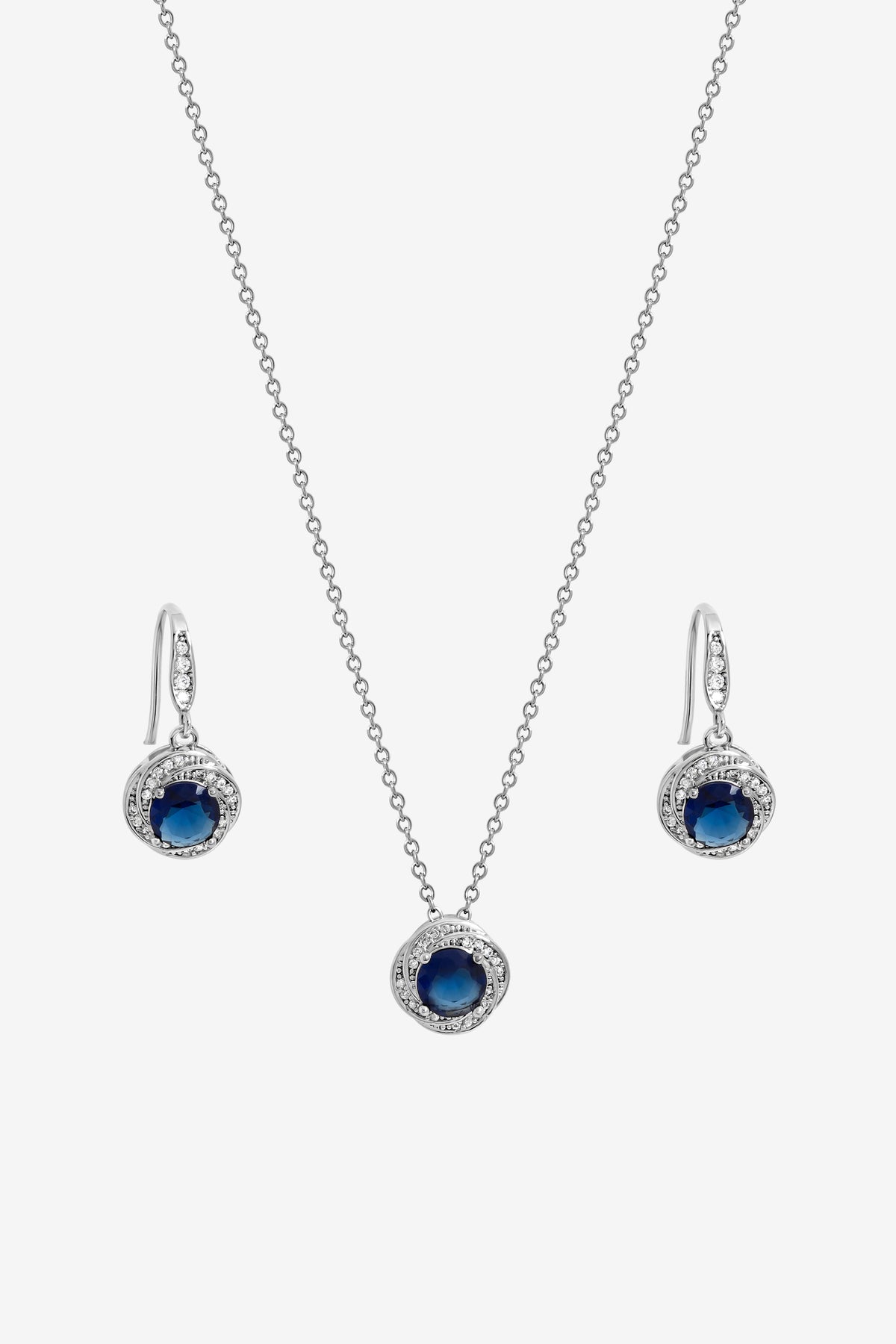 Jon Richard Rhodium Plated And Sapphire Box Set