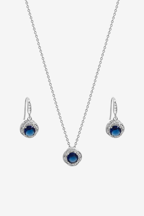 Jon Richard Rhodium Plated And Sapphire Box Set