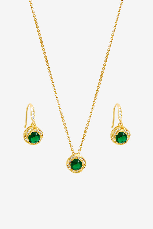 Jon Richard Gold Plated And Emerald Box Set