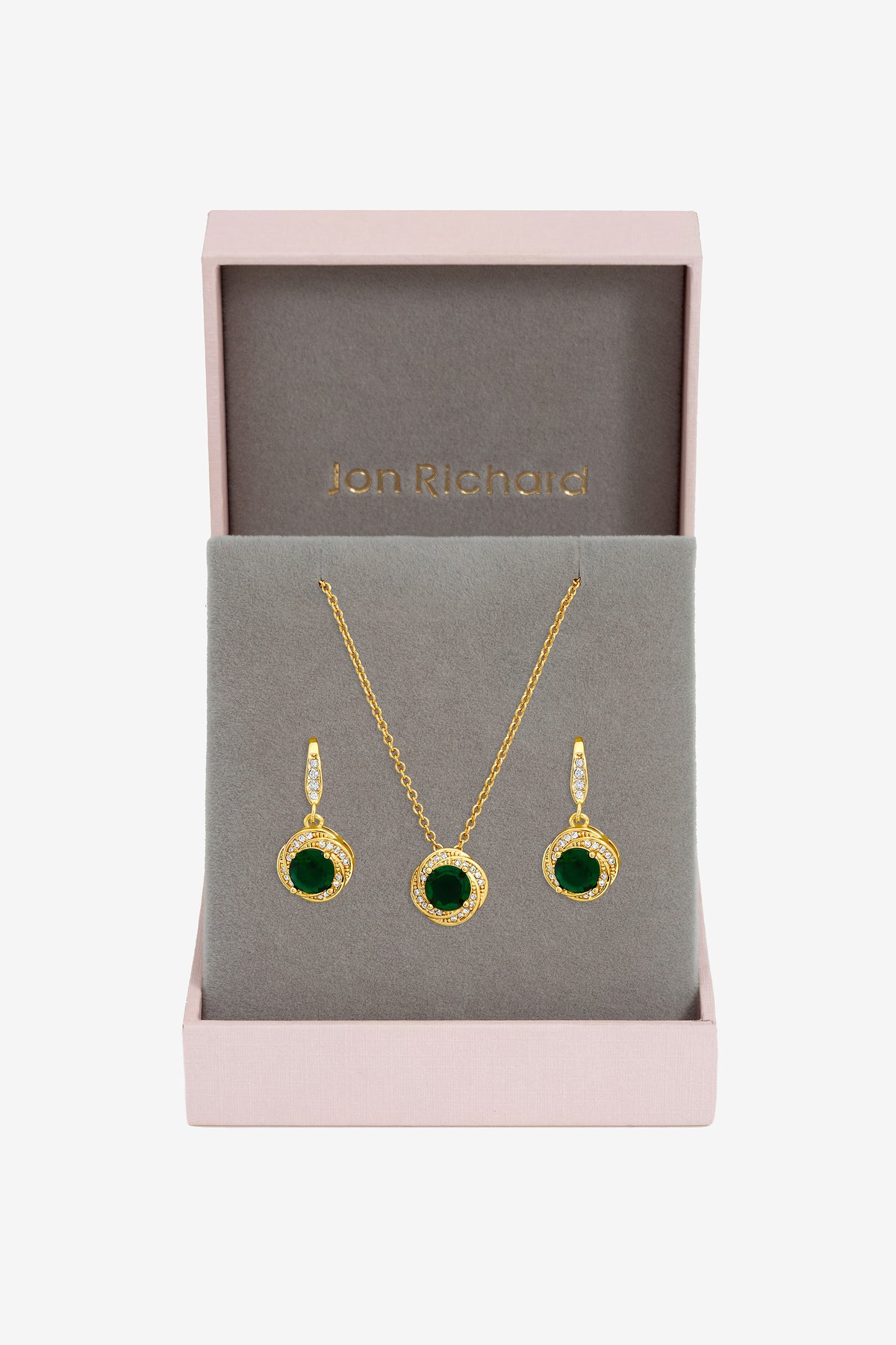 Jon Richard Gold Plated And Emerald Box Set