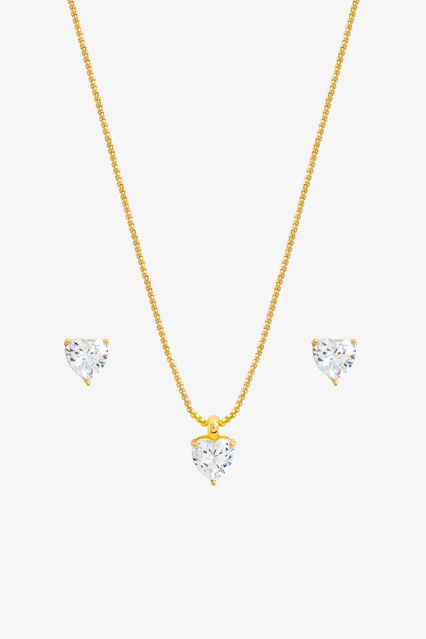 Jon Richard Gold Plated Cubic Zirconia Heart Box Set