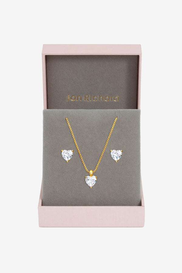 Jon Richard Gold Plated Cubic Zirconia Heart Box Set