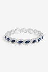 Silver Plated Blue Crystal Navette Stretch Bracelet