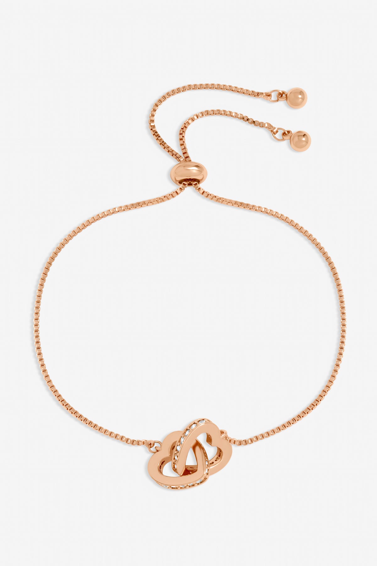 Rose Gold Plated Interlink Crystal Heart Bracelet