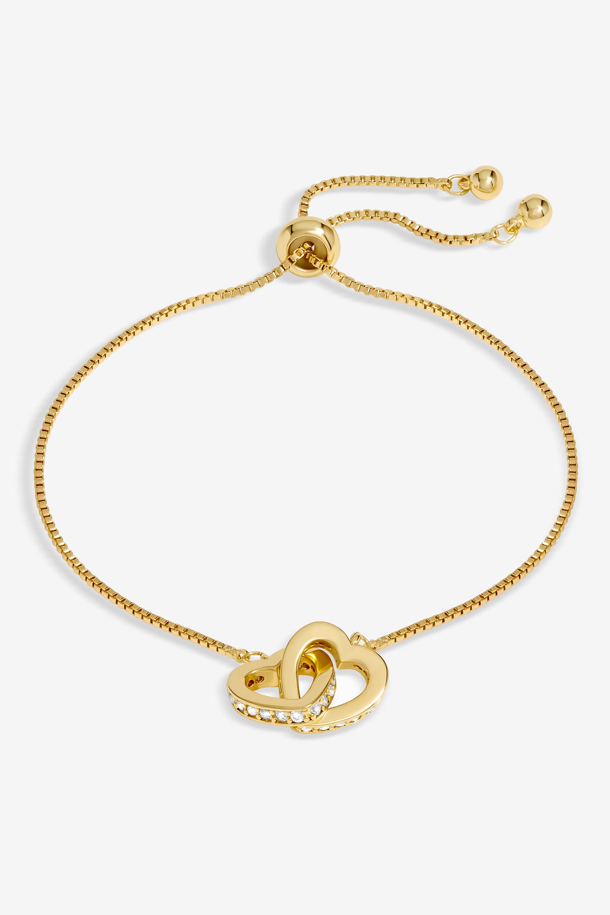 Gold Plated Interlink Heart Toggle Bracelet