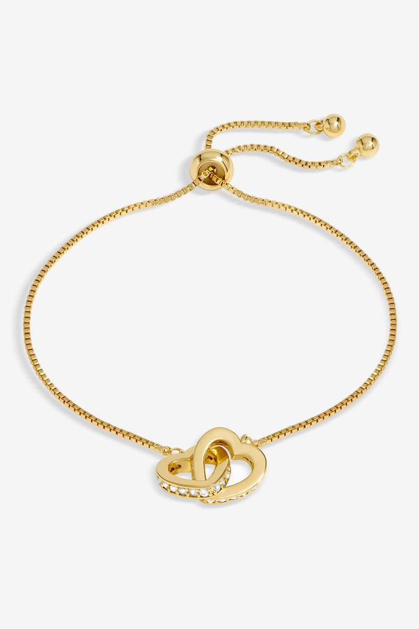 Gold Plated Interlink Heart Toggle Bracelet