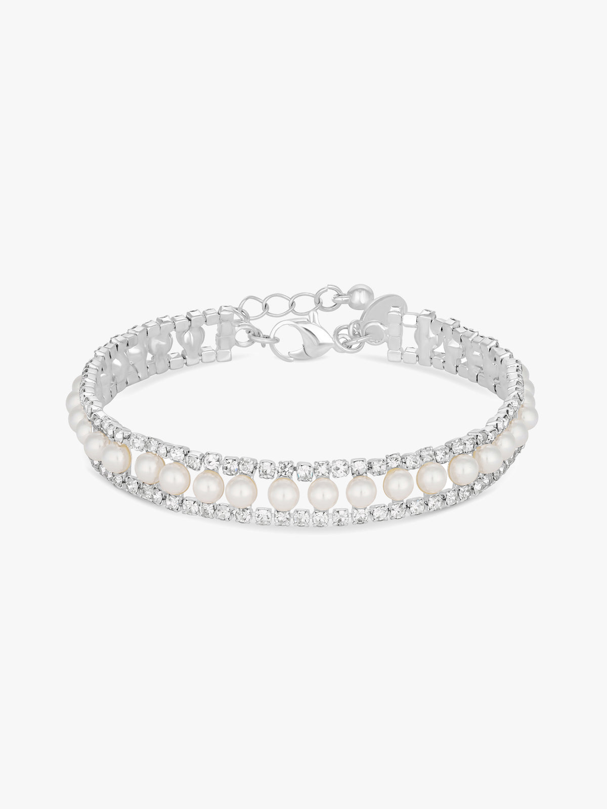 Jon Richard Silver Plated Pearl And Crystal Bracelet