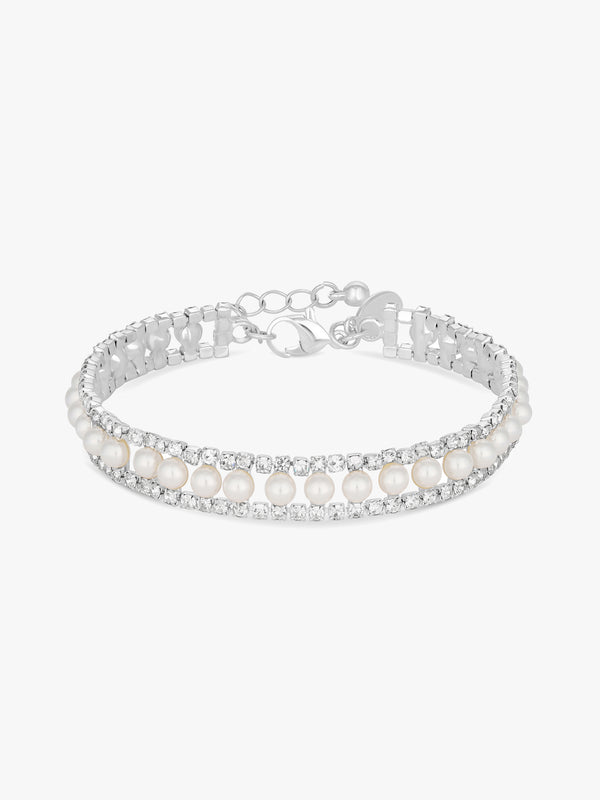Jon Richard Silver Plated Pearl And Crystal Bracelet