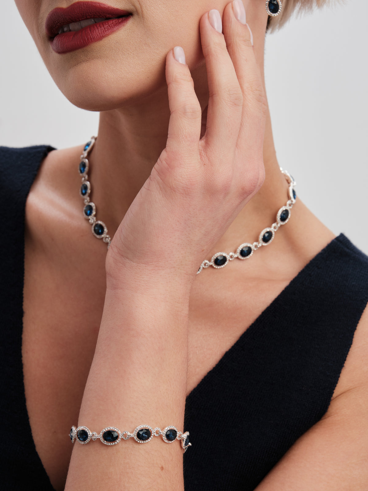 JON RICHARD SILVER PLATE BLUE HALO  NECKLACE