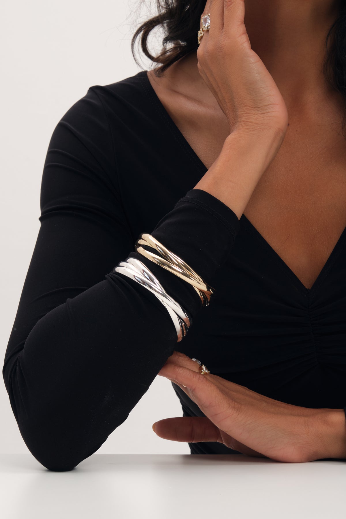 Jon Richard Silver Plated Interlock Bangles