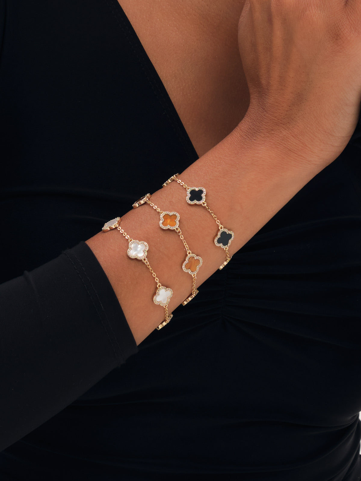 Jon Richard Gold Plated Mother of Pearl Clover Bracelet