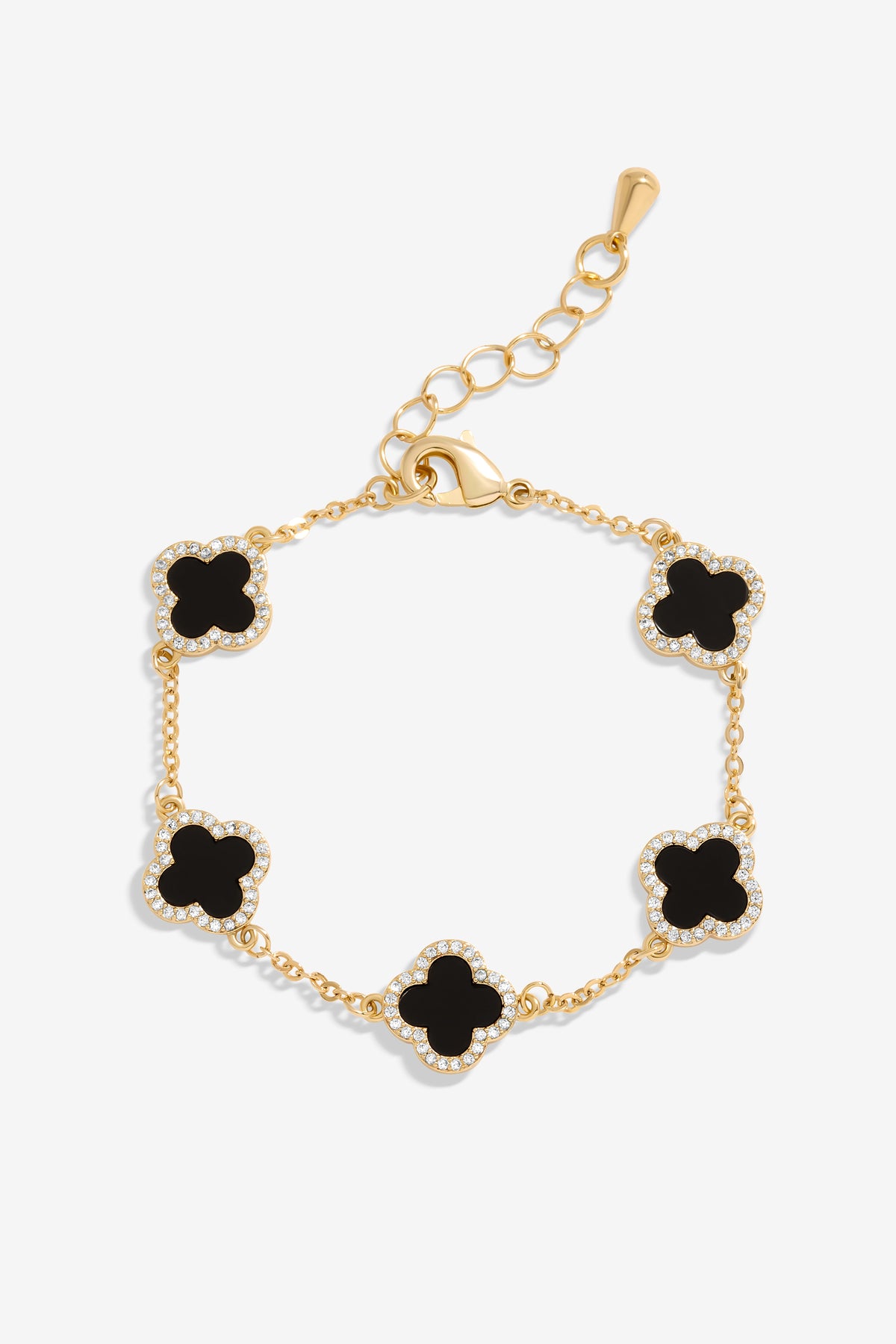 Jon Richard Gold Plated Jet Enamel Clover Bracelet