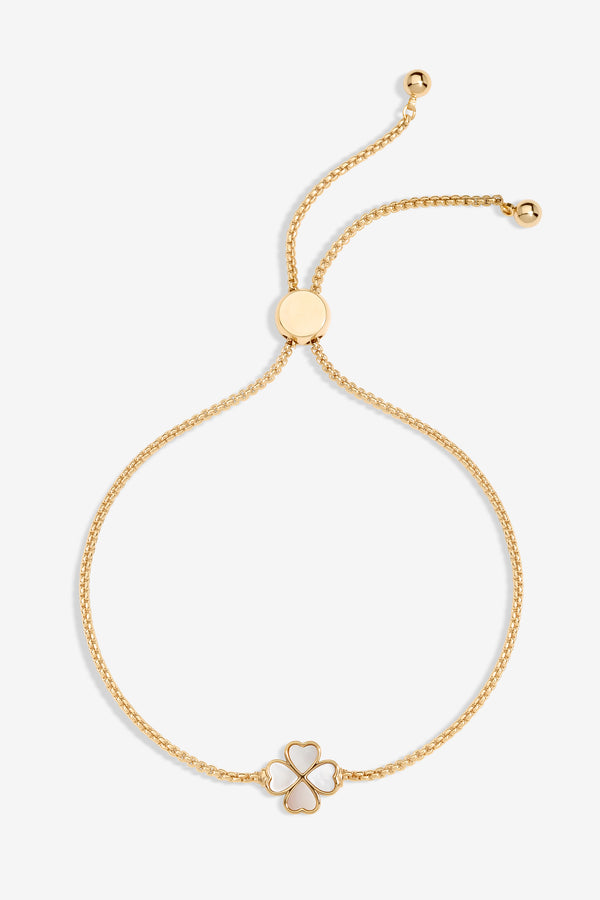 Jon Richard Gold Plated And Mother Of Pearl Enamel Heart Clover Toggle Bracelet