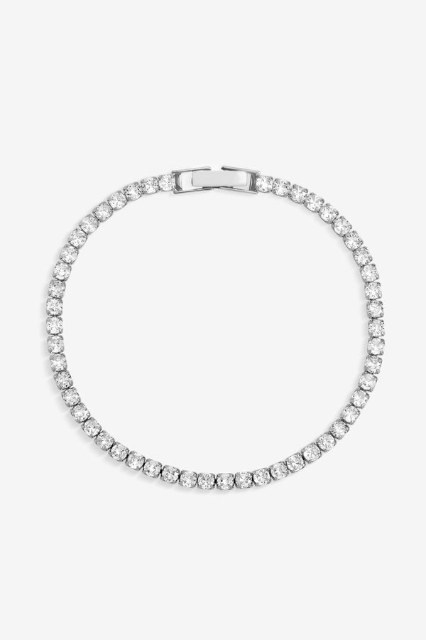 Jon Richard Rhodium Plated and Cubic Zirconia Round Tennis Bracelet