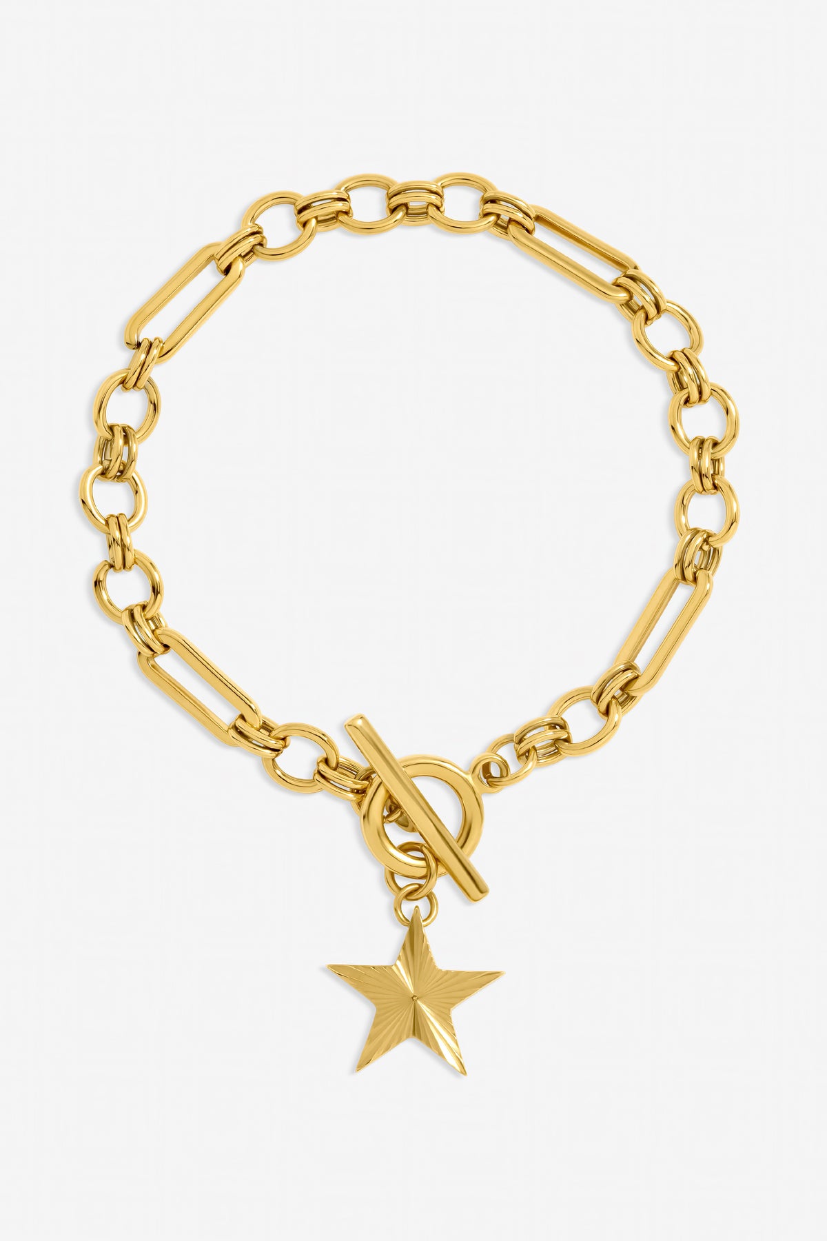 Jon Richard Gold Plated Waterproof Diamond Cut Star T Bar Bracelet