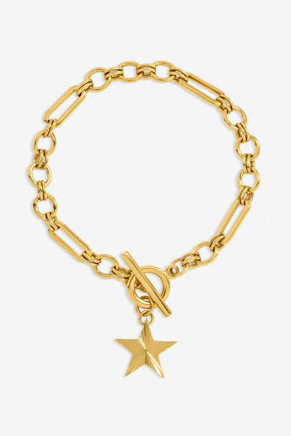 Jon Richard Gold Plated Waterproof Diamond Cut Star T Bar Bracelet