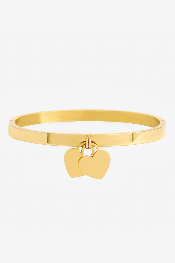 Jon Richard Gold Plated Waterproof Heart Charm Engraveable Bangle