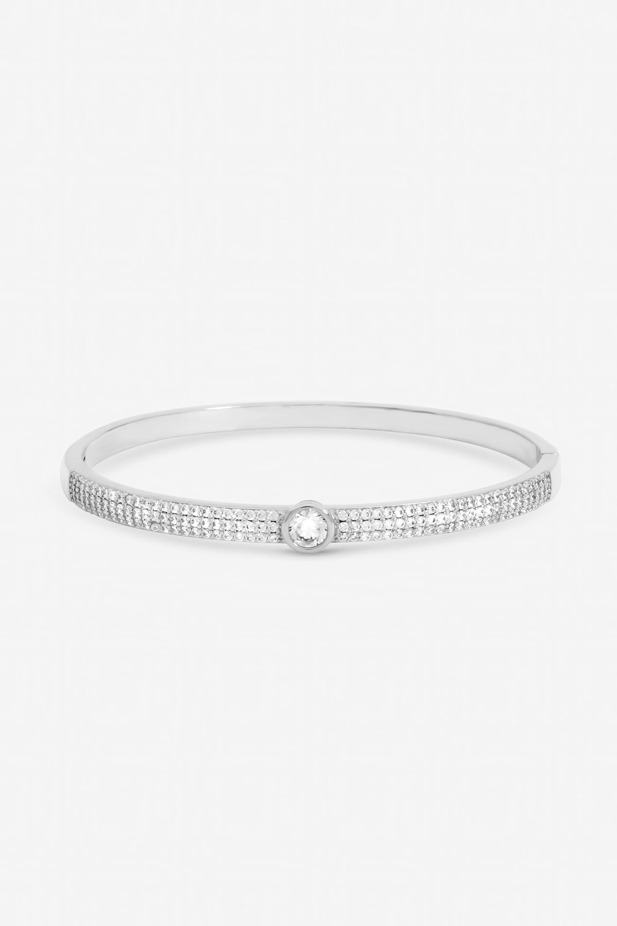 Jon Richard Silver Plated Crystal and Pave Stone Bangle