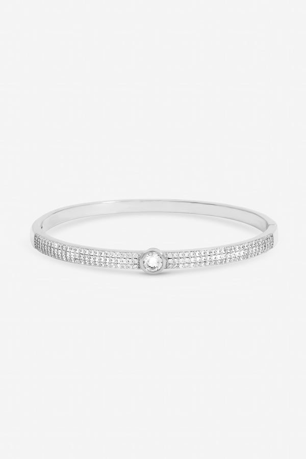 Jon Richard Silver Plated Crystal and Pave Stone Bangle