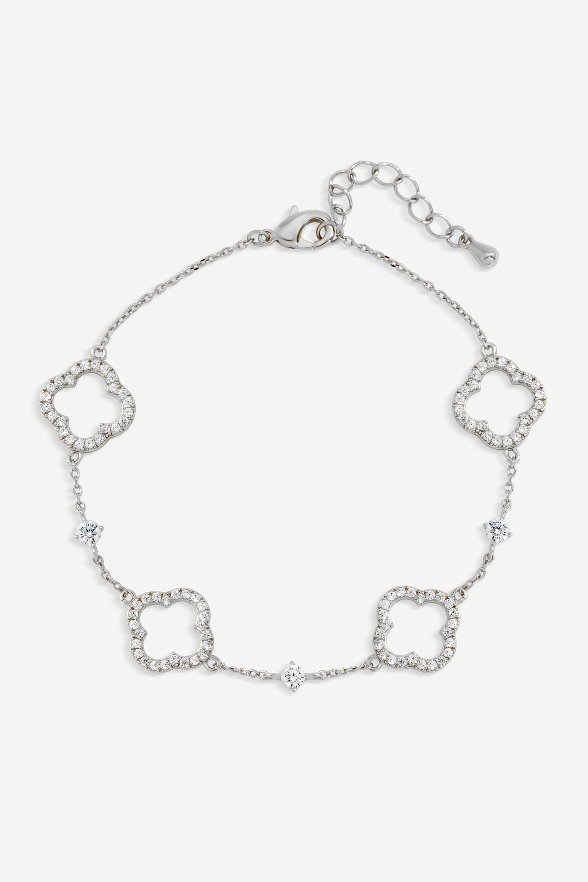 Jon Richard Silver Plated Pave and Crystal Open Clover Bracelet