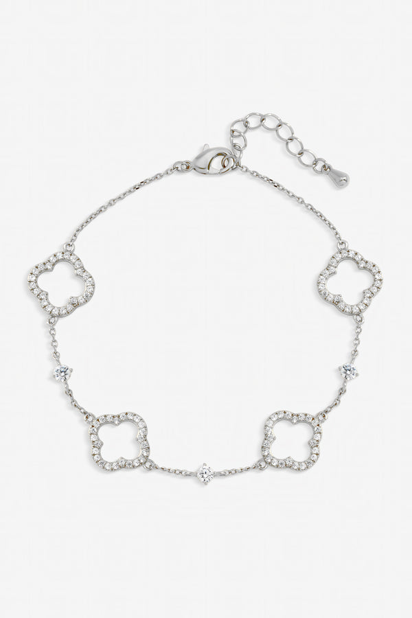 Jon Richard Silver Plated Pave and Crystal Open Clover Bracelet