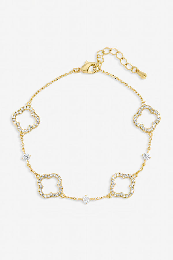 Jon Richard Gold Plated Pave and Crystal Open Clover Bracelet