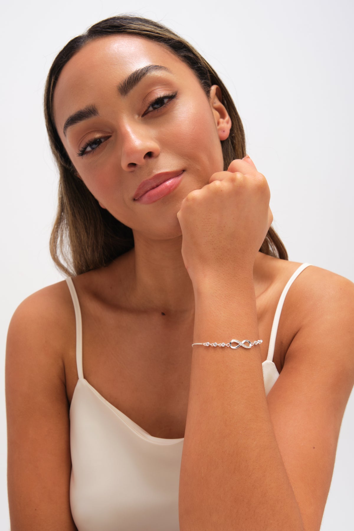 Jon Richard Silver Plated and Crystal Infinity Toggle Bracelet