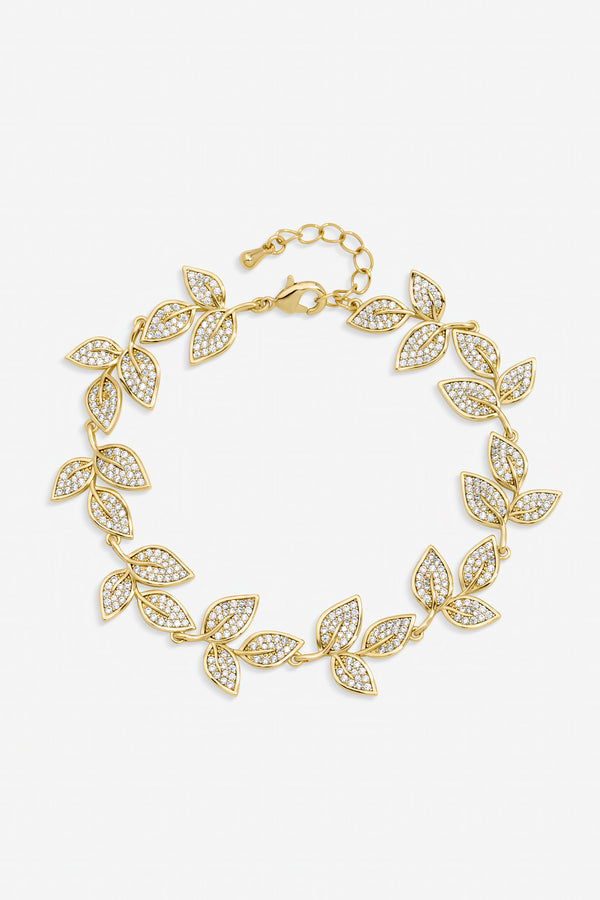 Jon Richard Gold Plated and Cubic Zirconia Leaf Bracelet