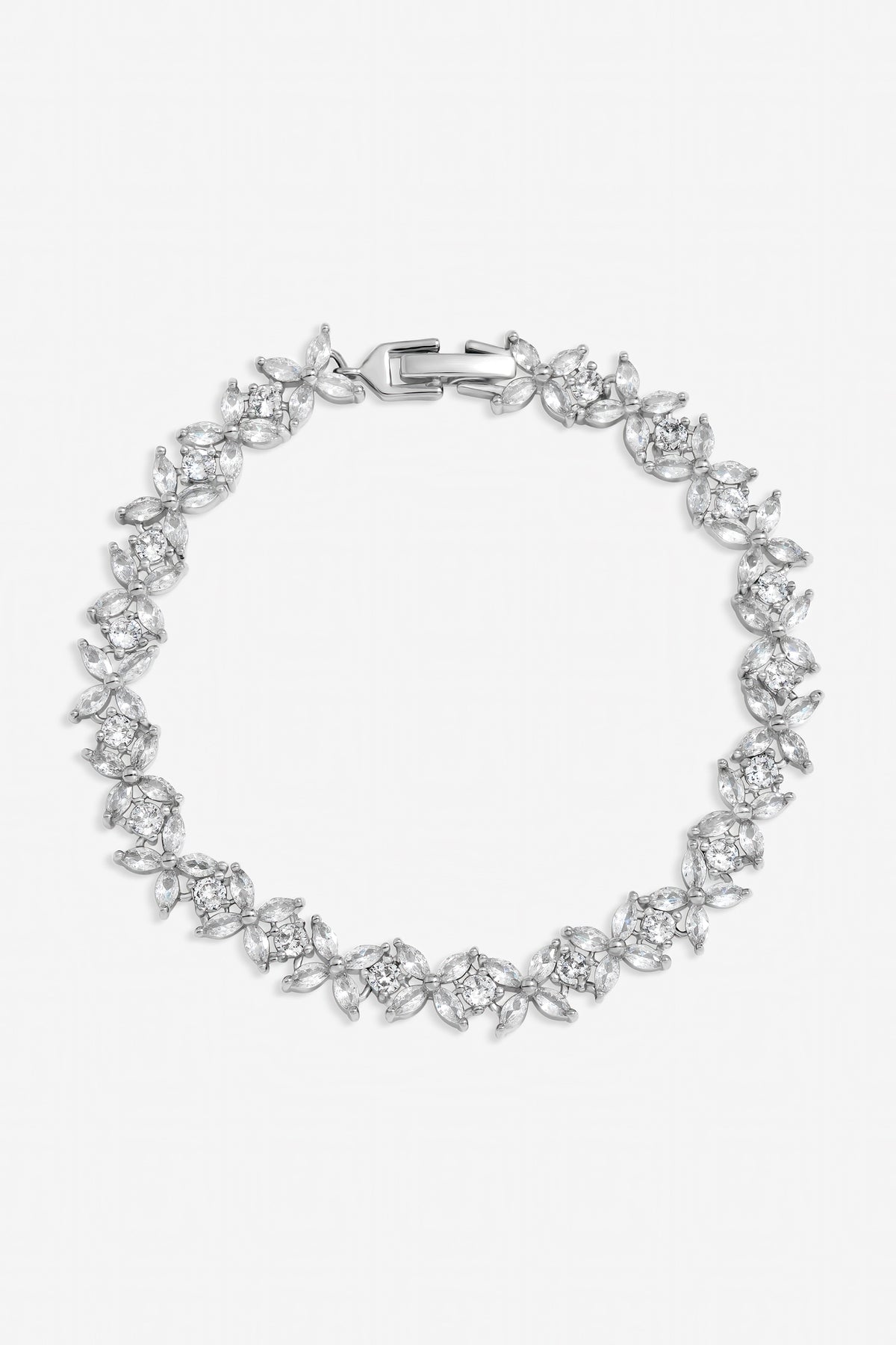 Jon Richard Rhodium Plated Cubic Zirconia Floral Bracelet