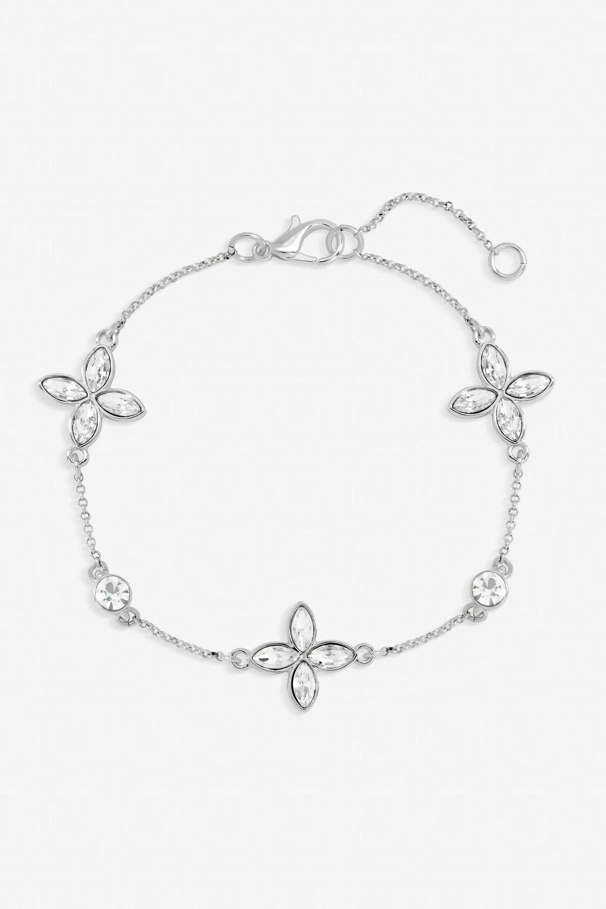 Jon Richard Silver Plated and Crystal Clover Bracelet