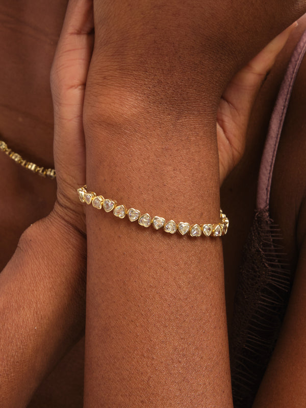 Jon Richard Gold Plated Cubic Zirconia Heart Tennis Bracelet
