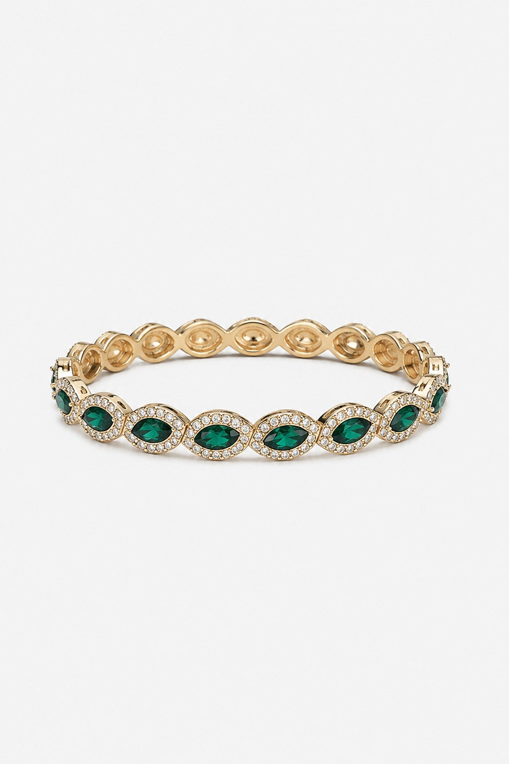 Jon Richard Gold Plated And Emerald Navette Stretch Bracelet