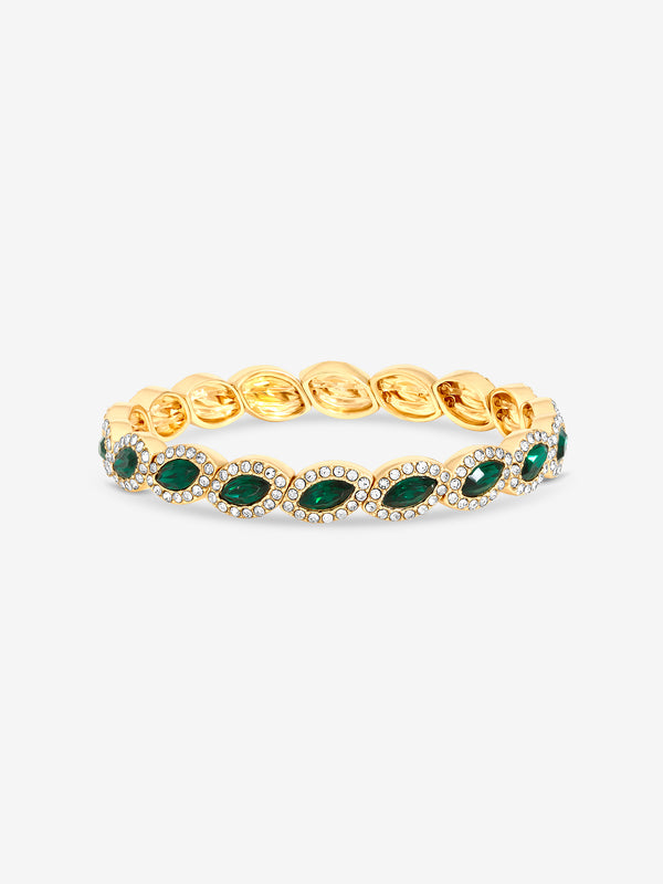 Jon Richard Gold Plated And Emerald Navette Stretch Bracelet