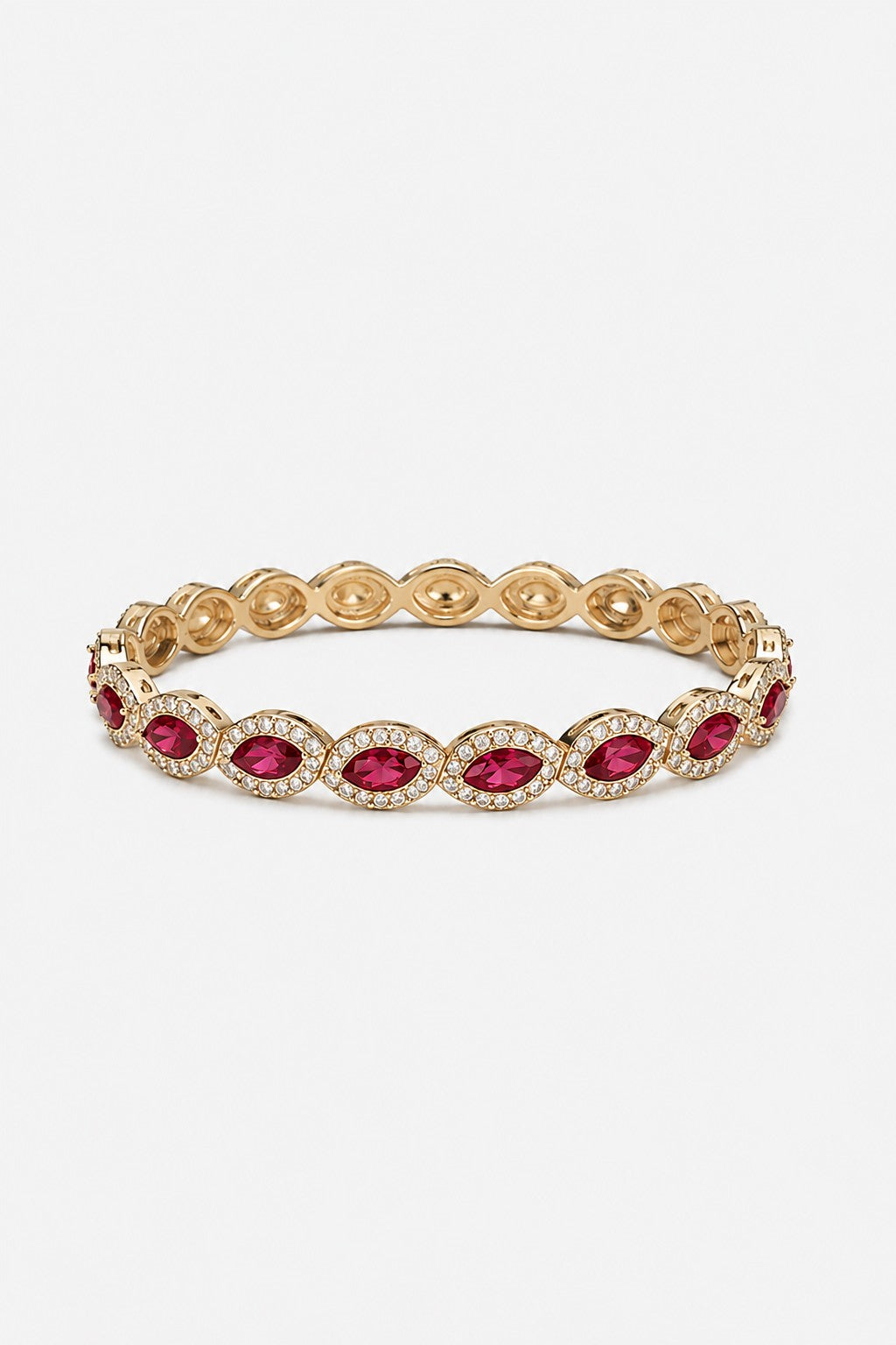 Jon Richard Gold Plated And Ruby Navette Stretch Bracelet