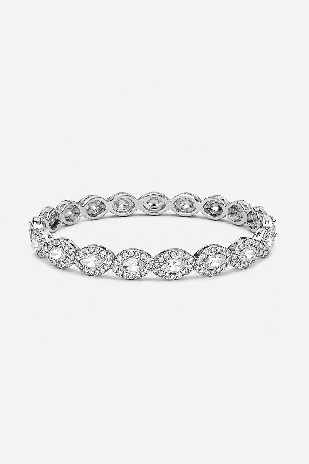 Jon Richard Silver Plated And Crystal Navette Stretch Bracelet