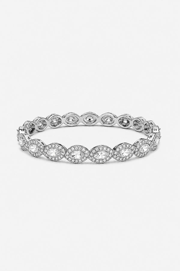Jon Richard Silver Plated And Crystal Navette Stretch Bracelet