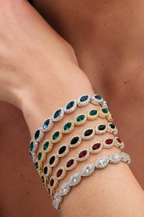 Jon Richard Silver Plated And Crystal Navette Stretch Bracelet