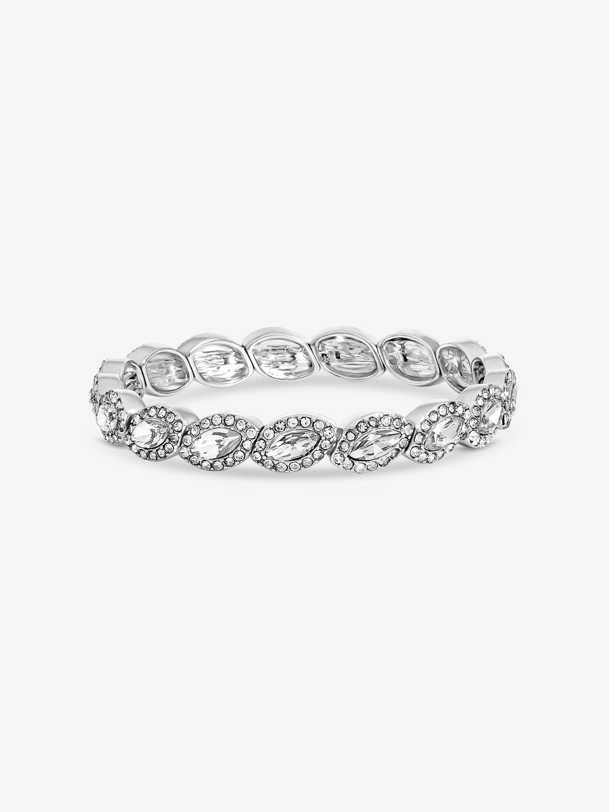 Jon Richard Silver Plated And Crystal Navette Stretch Bracelet