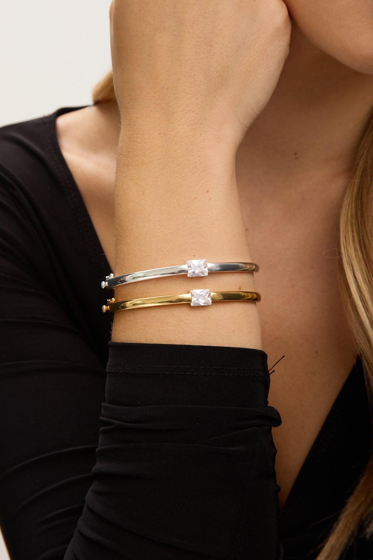 Jon Richard Gold Plated And Cubic Zirconia Polished Bangle