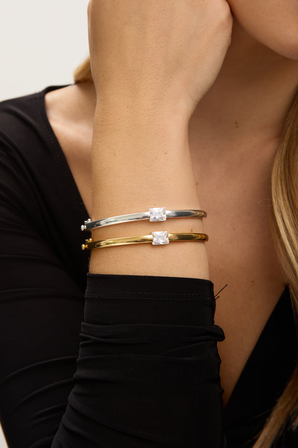 Jon Richard Silver Plated And Cubic Zirconia Polished Bangle