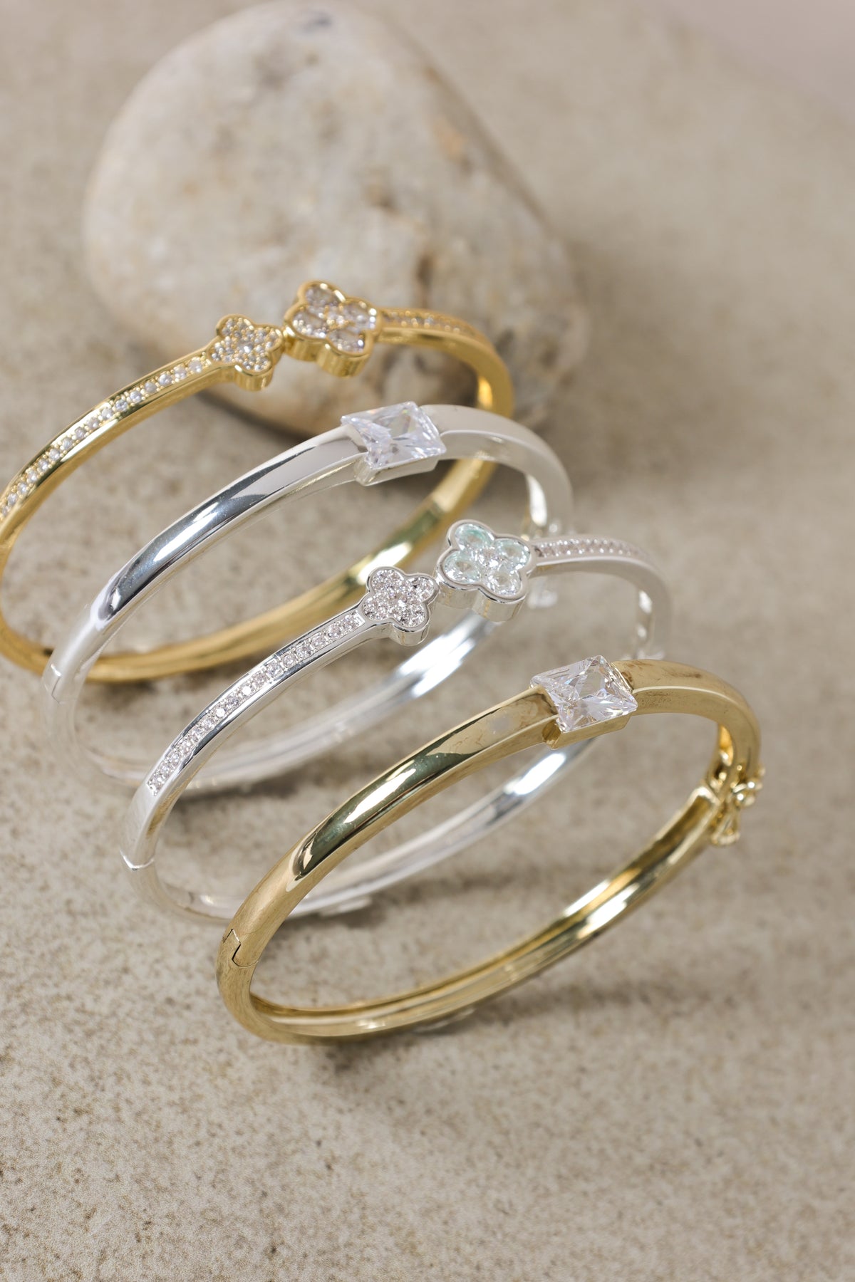 Jon Richard Silver Plated And Cubic Zirconia Polished Bangle