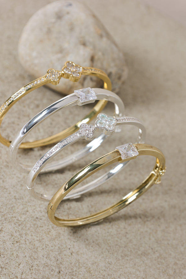 Jon Richard Silver Plated And Cubic Zirconia Polished Bangle