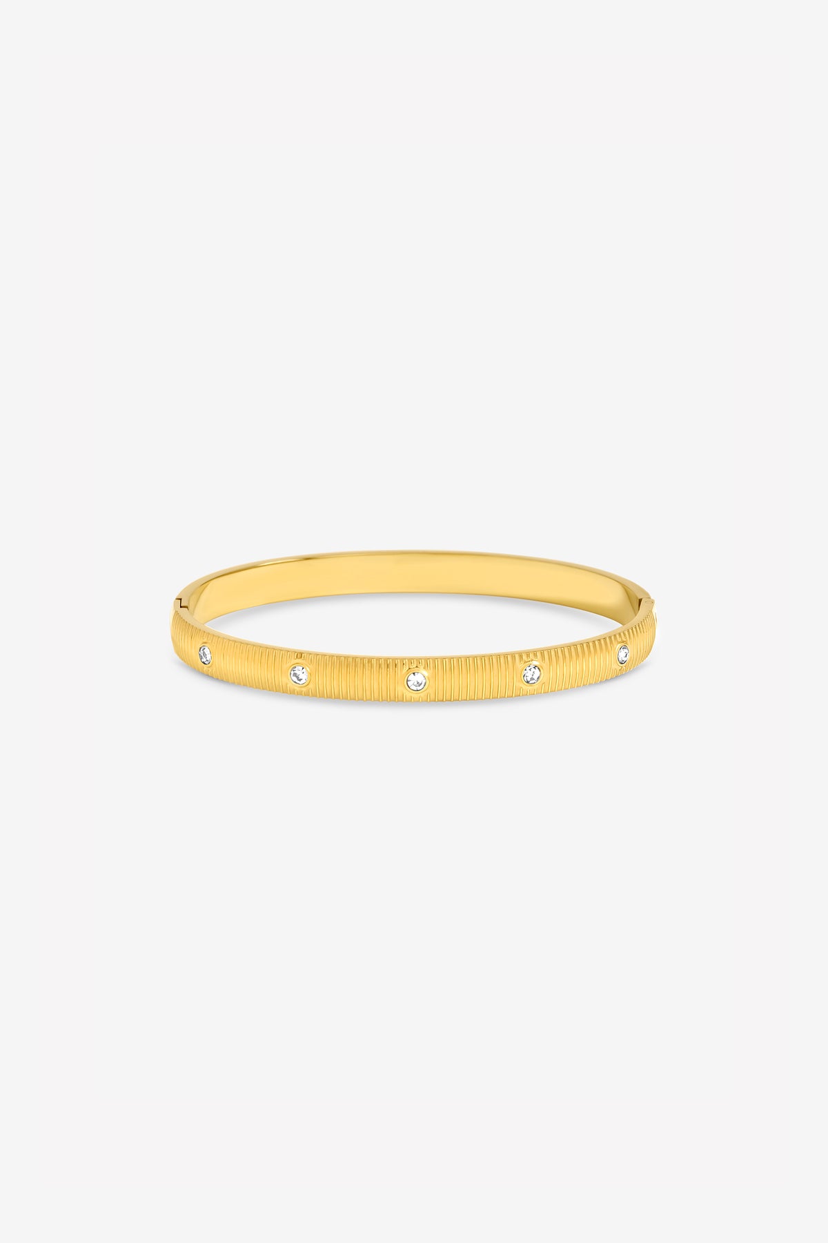 JON RICHARD GOLD PLATE TEXTURED STAINLESS STEEL CRYSTAL BANGLE