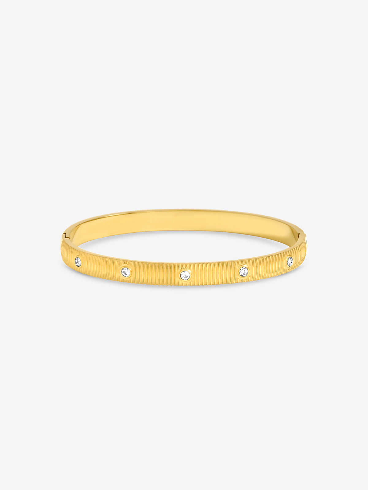 Jon Richard Gold Plated Textured Stainless Steel Crystal Waterproof Bangle