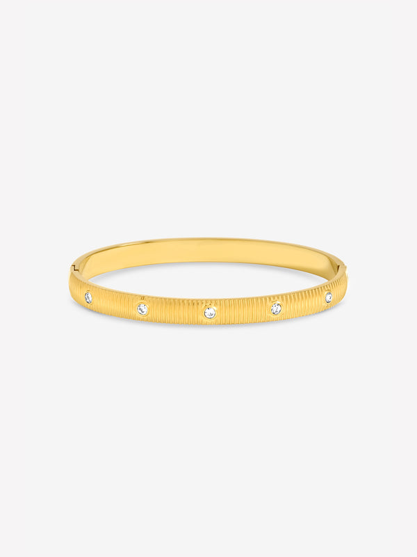 Jon Richard Gold Plated Textured Stainless Steel Crystal Waterproof Bangle